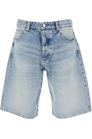 Icon Denim Light Blue Five-pocket Bermuda Shorts With Logo Patch On The Back In Denim Man