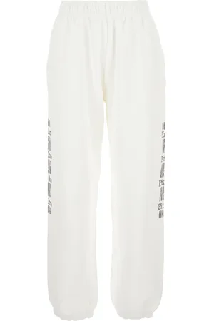 Pinko Plumcake Pants With Elastic Drawstring Waist And Side Print In Cotton Woman