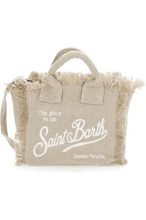 MC2 SAINT BARTH Mini Vanity Handbag With Logo Embroidery On The Front And Adjustable And Removable Shoulder Strap In Linen Girl