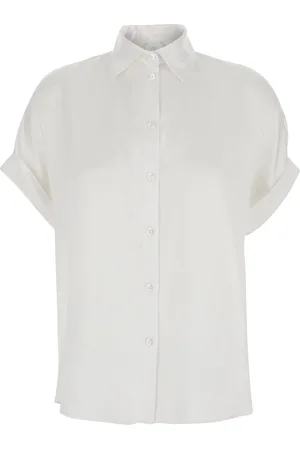 ELEVENTY Shirt With Classic Collar And Turn-up Short Sleeves In Silk Woman
