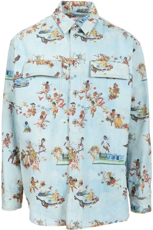 OFF-WHITE Fresco Print Den Milit Shirt