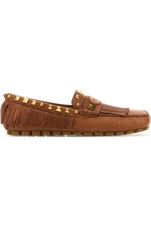 VALENTINO GARAVANI Caramel Leather Plaster Caster Loafers