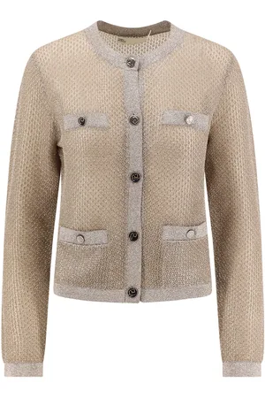 Tory Burch Kendra Starlight Titanium Mesh Cardigan