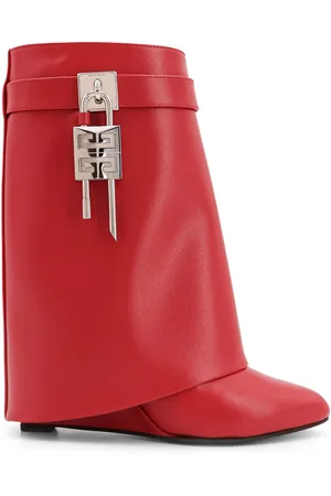 Givenchy Shark Lock Leather Ankle Boots With Covered Wedge Heels