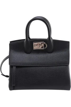 Salvatore Ferragamo Textured Leather The Studio Handbag With Iconic Gancini Closure