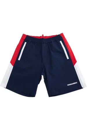 Dsquared2 Blue Shorts With Elastic Waist And Logo Lettering On The Front In Cotton Stretch Boy