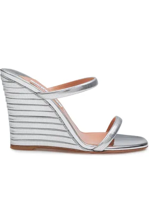 Aquazzura Aquazzurra Riviera Chain Wedge Sandal In Mirror-effect Leather Color