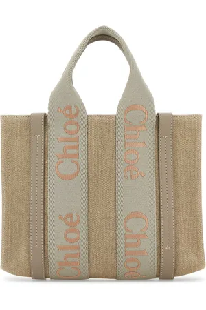 Chloé Multicolor Linen Small Woody Shopping Bag