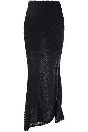 CHARO RUIZ IBIZA Erin Long Skirt With Side Single Slit And All-over Embroidery In Tech Fabric Woman
