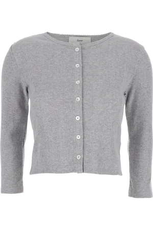 DUNST Pointelle Crewneck Cardigan With Front Button Closure In Cotton Woman