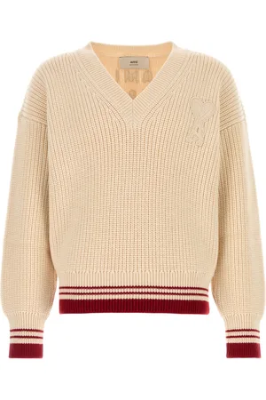 Ami Ribbed V Neck Sweater