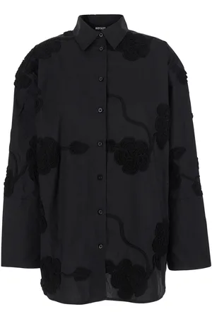 ROTATE Oversize Shirt With Classic Collar And All-over Floral Embroidery In Cotton Woman