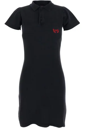 Balenciaga Mini Dress With Polo Shirt Style Collar And Logo Detail On The Front In Cotton Woman