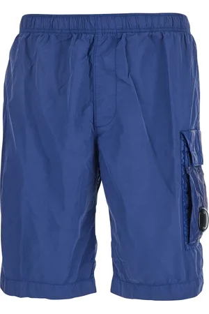 C.P. Company C. P. Company Blue Swim Shorts With Elastic Waist And Logo Plaque On The Side In Tech Fabric Man
