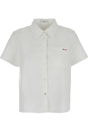 DUNST T-shirt With Classic Collar And Logo Lettering Embroidery On The Front In Cotton Blend Woman