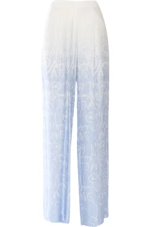 ERMANNO SCERVINO White And Light Blue Trousers