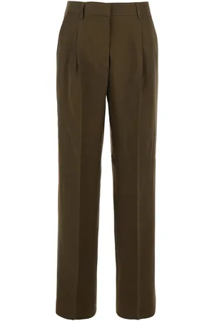 Pinko Pants With Belt Loops And Pleats In Viscose And Linen Blend Woman