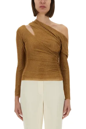 Self-Portrait Draped Top With Rhinestones