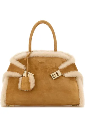 Salvatore Ferragamo Beige Suede Medium Hug Handbag