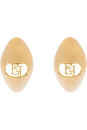 Elisabetta Franchi Oval Earrings With Logo
