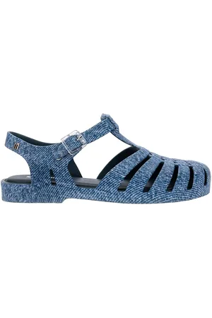 Melissa Possession Blue Sandals With Cage Design And Denim Print In Tech Fabric Woman
