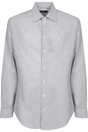 Emporio Armani White/light Blue Striped Linen-cotton Shirt