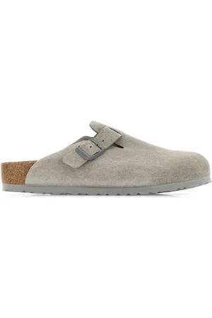 Birkenstock Grey Suede Boston Slippers