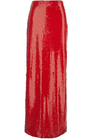 Msgm Sequin Skirt With Rear Single Slit In Tech Fabric Woman