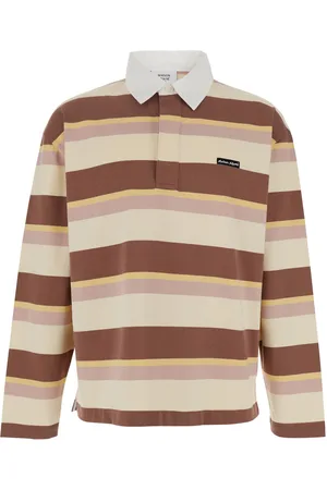 Maison Kitsuné Oversize Polo Shirt With Logo Patch On The Front And All-over Striped Motif In Cotton Man