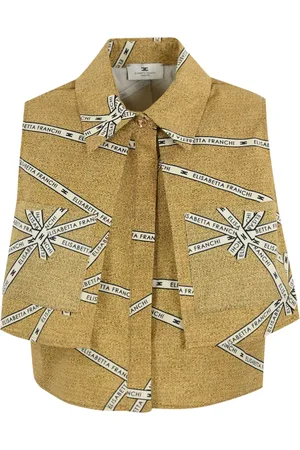 Elisabetta Franchi Cotton Crop Shirt With Ribbon Pattern