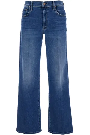 Mother The Maven Sneak Blue Flared Jeans With Mid Rise And Belt Loops In Denim Woman