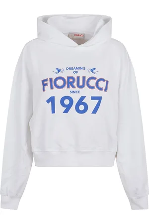 Fiorucci White Dreaming 1967 Print Boxy Fit Cropped Hoodie