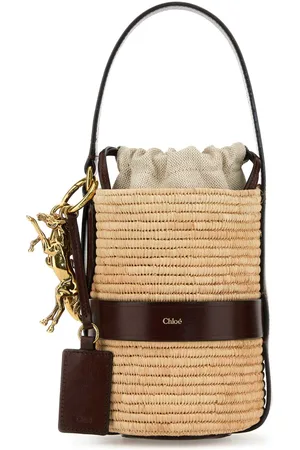Chloé Two-tone Raffia And Leather Small Kerala 25 Bucket Bag