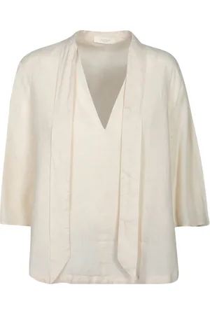 Incotex Dora Linen Blouse In Ivory