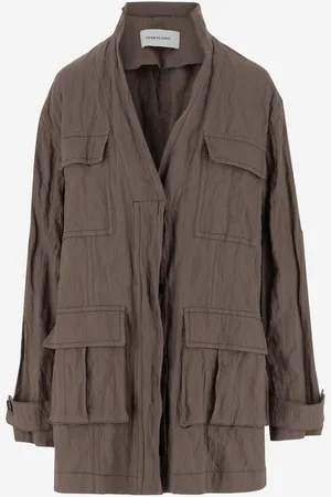 Salvatore Ferragamo Cotton Ruched Effect Jacket