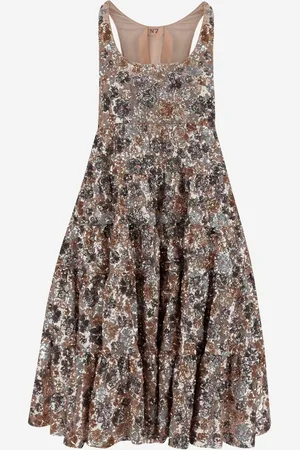 Nº21 Dress With Floral Paillettes Pattern