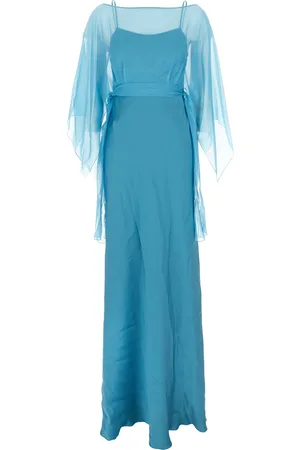 Alberta Ferretti Turquoise Acetate Blend Long Dress