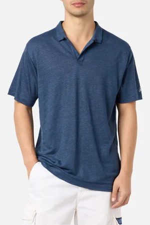 MC2 SAINT BARTH Navy Linen Buttonless Polo Shirt Fraser