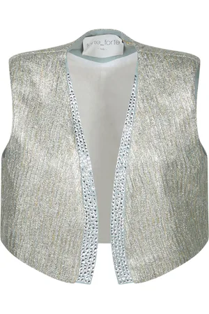 FORTE FORTE Forte_Forte Silver Lurex Jacquard Vest