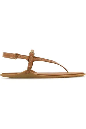 Miu Miu Camel Leather Thong Sandals