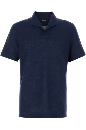 Ermenegildo Zegna Navy Blue Linen Polo Shirt