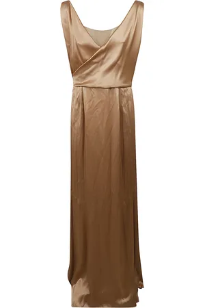 Alberta Ferretti V-neck Sleeveless Shiny Dress
