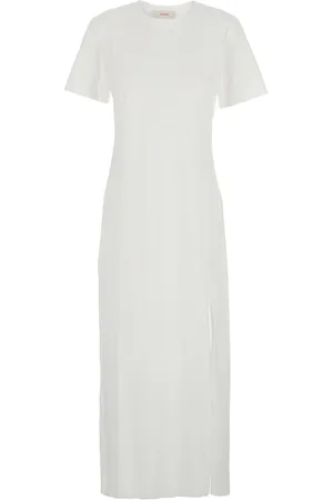 Jucca Dress With Round Neck And Front Single Slit In Cotton Woman