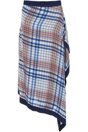 Jucca Asymmetric Skirt With Check Motif And Side Zip Closure In Viscose Woman
