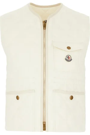 Moncler Ivory Linen Padded Sleeveless Jacket
