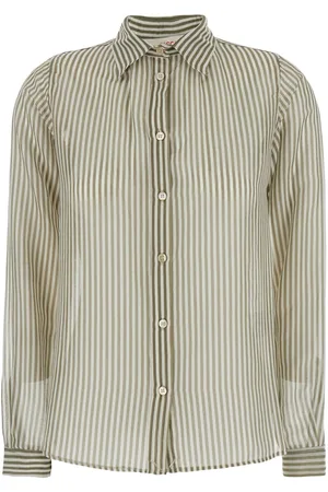 Jucca Shirt With Classic Collar And All-over Striped Motif In Mixed Cotton And Silk Woman