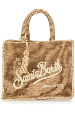 MC2 SAINT BARTH Colette Handbag With Logo Lettering Embroidery On The Front And Tassel Detail In Rafia Girl