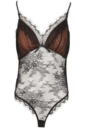 Self-Portrait Polka Dot Mesh Bodysuit