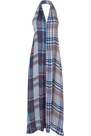 Jucca Sleeveless Dress With Halterneck And All-over Check Motif In Viscose Woman