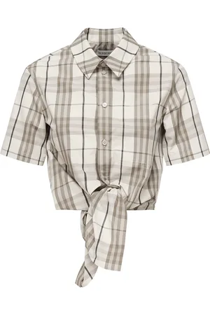 Burberry Check Cotton Cropped Shirt